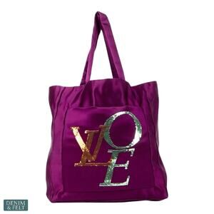 Louis Vuitton Satin “That’s LOVE” Sequin Tote Marc Jacobs Collection Silk Bag